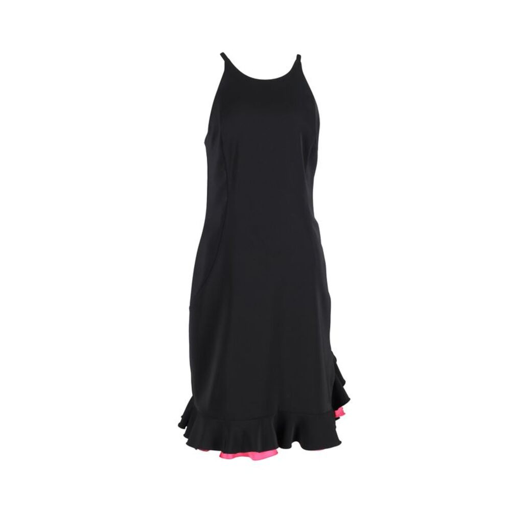 Joseph Cross-Back Two-Tone Hem Dress in Black Silk